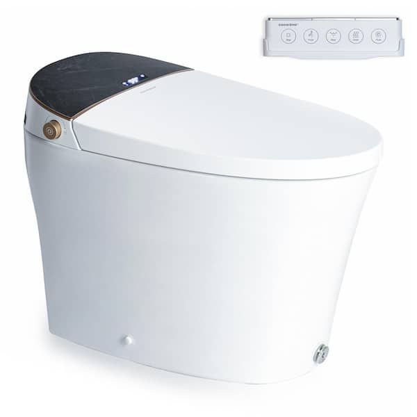 Casta Diva CD-Y010S Elongated Electric Bidet Toilet 1.28 GPF in White with Marbling Backlid & Temp Display