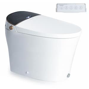 Elongated Electric Bidet Toilet 1.28 GPF in Black and White Auto Open/Close Auto Flush Smart Toilet