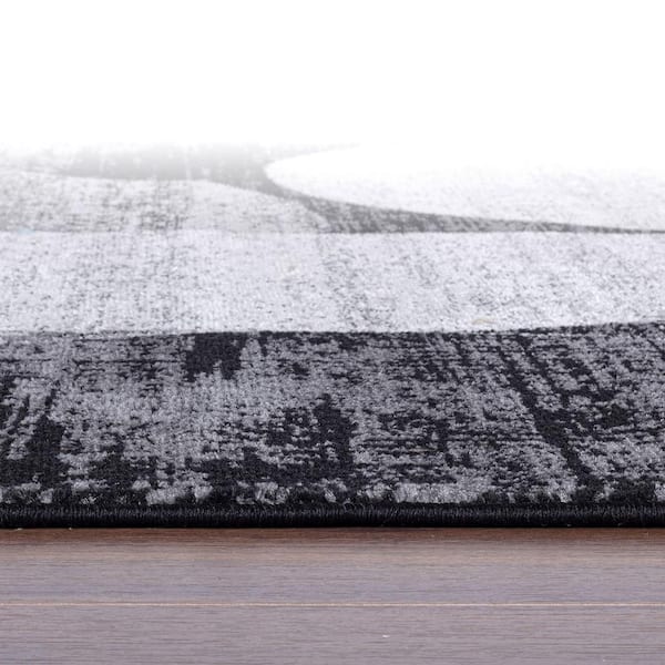 Modern Geometric Design Black 7 ft. 10 in. x 10 ft. Area Rug