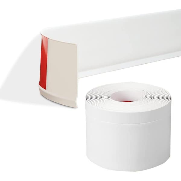 Wellco 4 in. W x 16.4 ft. L x 0.4 in. D Self-Adhesive PVC Flexible Baseboard Moulding Trim, Wall Base, White (Sold by Piece)