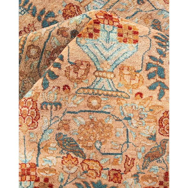 8 ft. x 10 ft. Beige Mogul Oriental Wool Indoor Area Rug