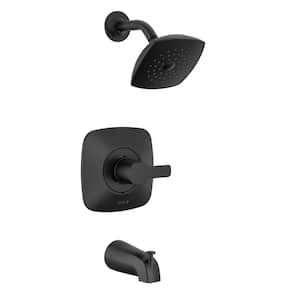 Modern Transitional 1-Handle Wall Mount Tub and Shower Trim Kit in Matte Black (Valve Not Included)