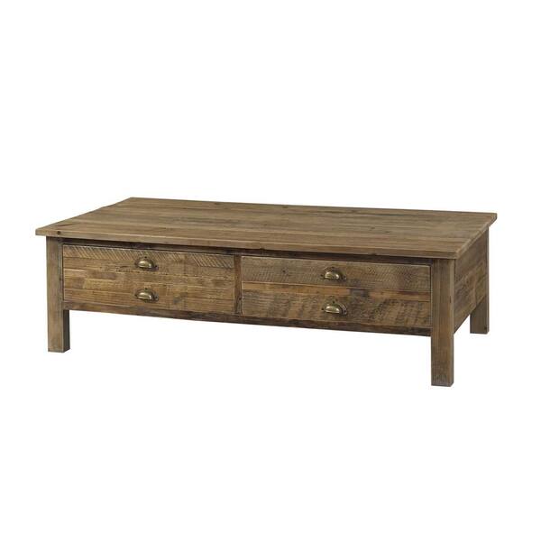 Padma's Plantation Salvaged 30 in. Natural Wood Standard Rectangular Reclaimed Bleached Pine Wood Coffee Table