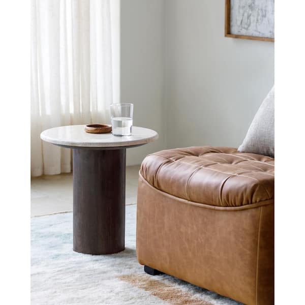Livabliss Makiya Modern End Table, Cream/Brown, 18 in. H x 18 in. W x 18 in. D