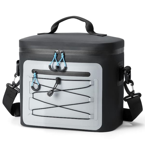 15 qt. Black Soft Sided Small Portable Insulated Cooler Bag, Everyday Lunch Cooler, Leakproof Ice Chest for Camping