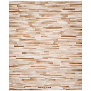 Studio Leather Tan/Ivory 8 ft. x 10 ft. Striped Abstract Area Rug
