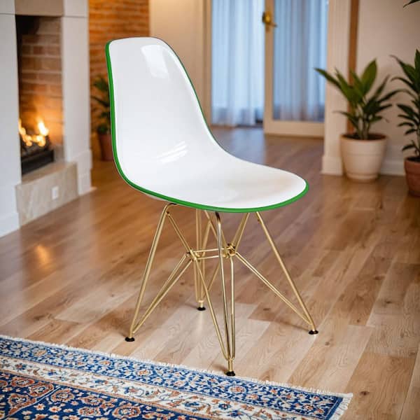 Cresco Acrylic Dining Chair with Chrome Metal Frame Accent Side Chair Eifel Base in White Green