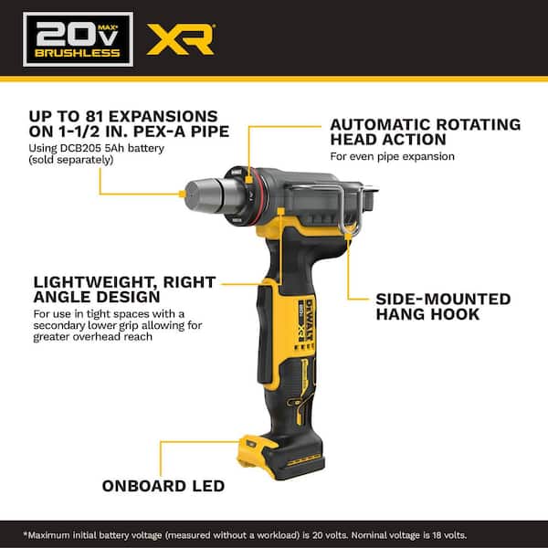 DEWALT 20-Volt MAX 1-1/2 in. PEX Expander (Tool-Only) DCE410B