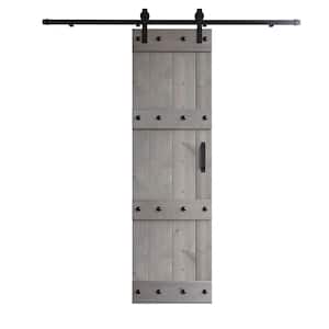 Castle Series 30 in. x 84 in. Light Gray DIY Knotty Pine Wood Sliding Barn Door with Hardware Kit