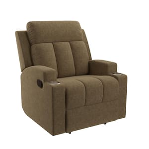 Recliner Chair for Adults, Brown, Easy Assembly, Living Room Chairs, Manual Recliner with Cupholders and Back Support