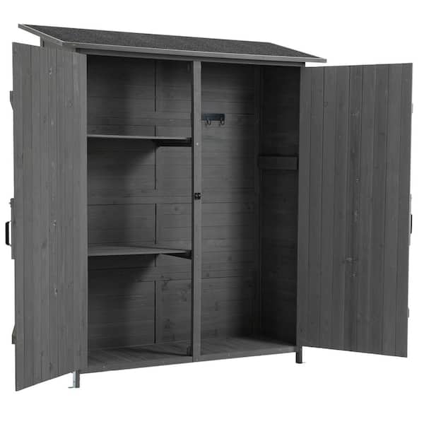Sudzendf 5 ft. W x 2 ft. D Outdoor Wooden Storage Shed, Tool Storage Cabinet with Lockable Door, Coverage Area 10 sq. ft. Gray