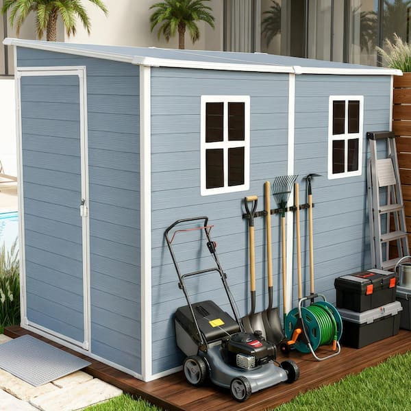 ToolCat 4 x 8 ft. Outdoor Waterproof Resin Storage Shed with Floor