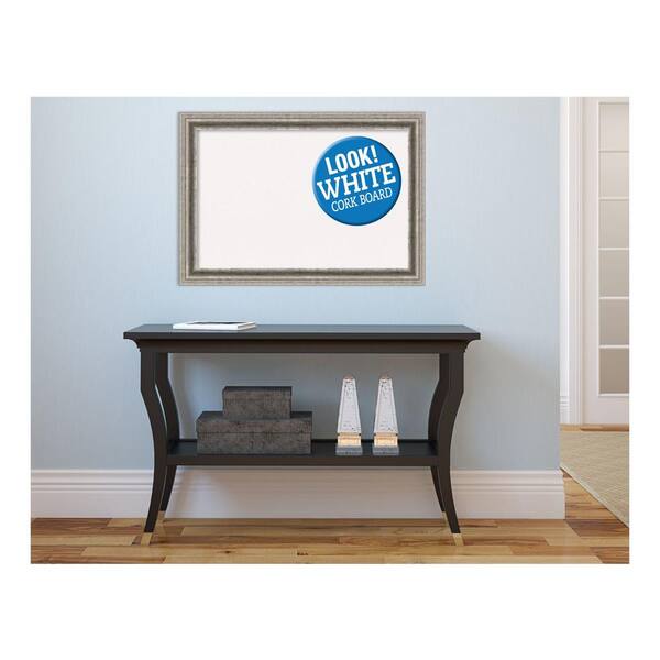 Amanti Art Bel Volto Silver Wood 27 in. x 19 in. Framed White Cork Memo Board