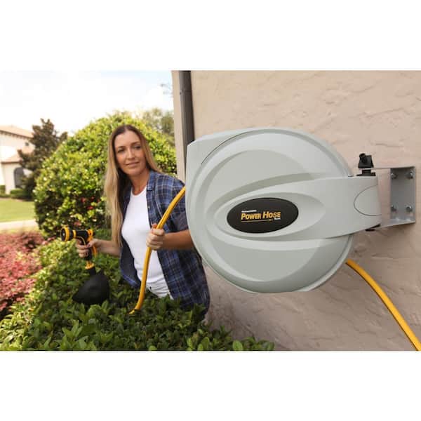 NEW Power Hose BL-GW050 Retractable Wall Mounted Garden Hose Reel with 50ft  Hose