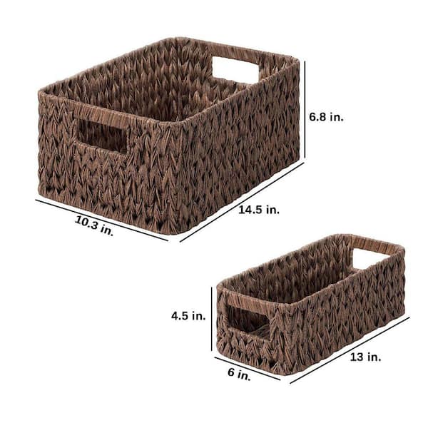 Brown 14.5 in. x 6.8 in. Polypropylene Decorative Basket Set of 3