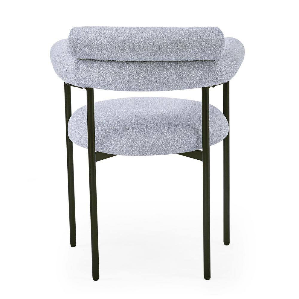 Gray Upholstered Metal Armchair Set with Low Slat Back