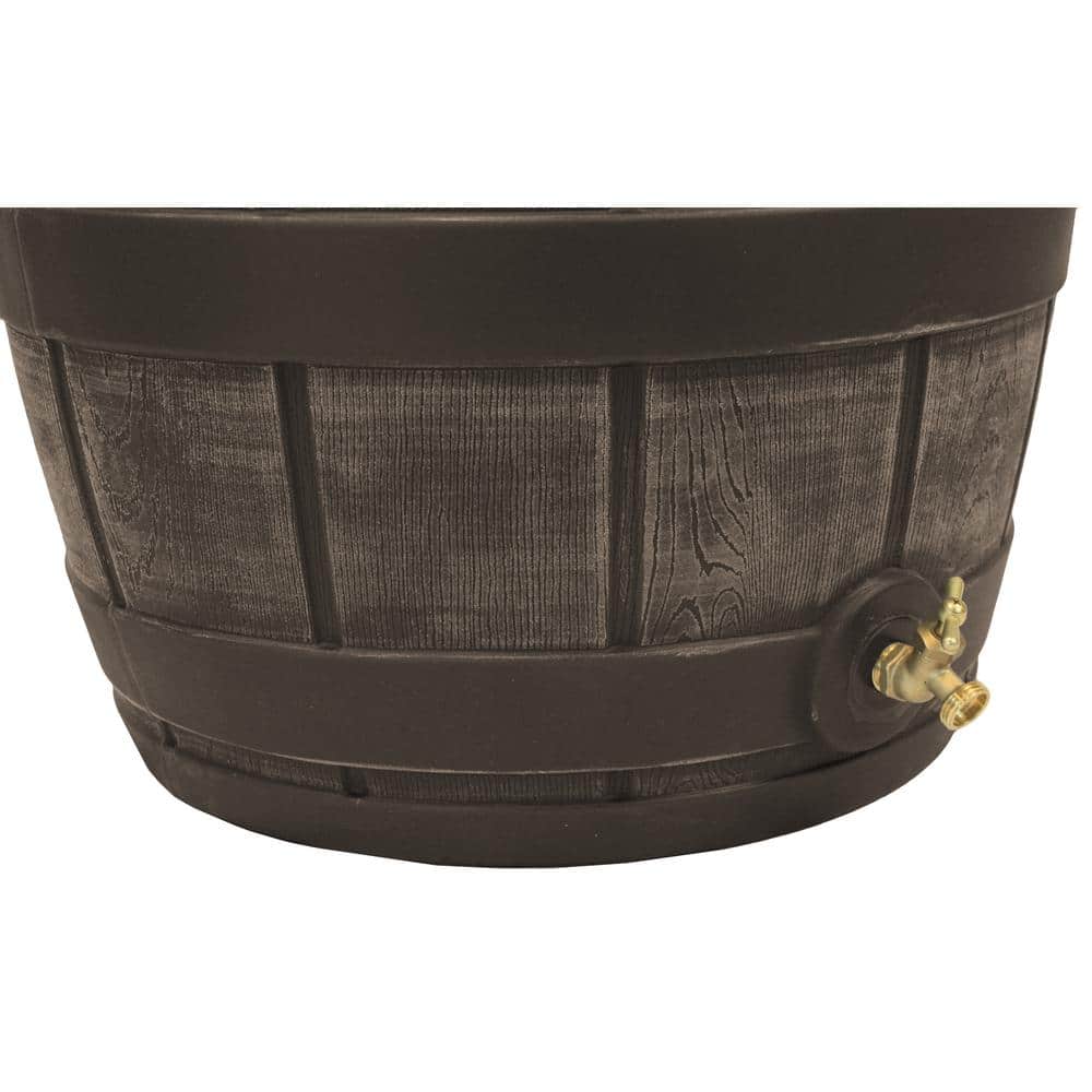Oak 50-Gallon Plastic Rain Barrel with Brass Spigot