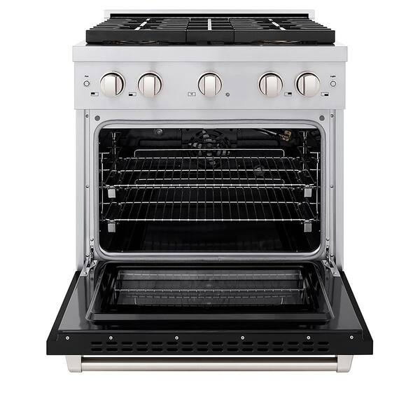 ZLINE 30 in. 4.2 cu. ft. Paramount Gas Range with 4-Burner DuoPro Cooktop and Convection Gas Oven with Black Matte Door