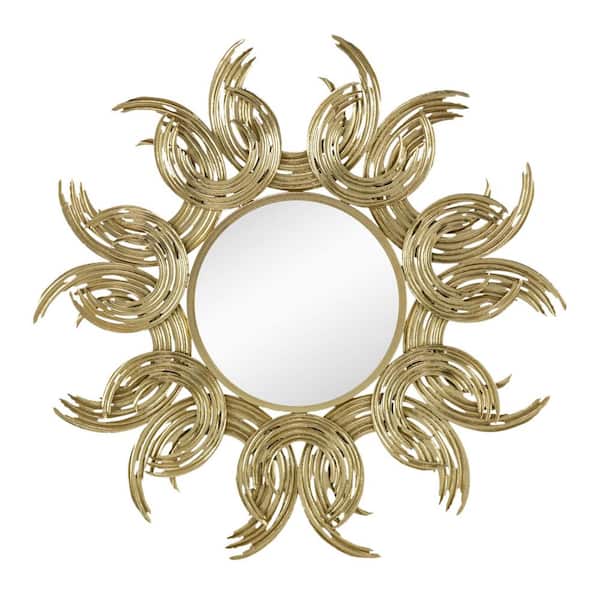 Miscool Anky 37.4 in. W x 37.4 in. H Iron Framed Gold Wall Mounted Decorative Mirror