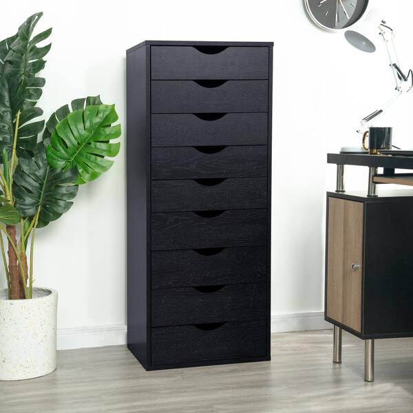  7 Drawer Chest, Mobile File Cabinet with Wheels, Home Office  Wood Storage Dresser Cabinet, Large Craft Storage Organizer Makeup Drawer  Unit for Closet, Bedroom, Office File Cabinet (Black) : Office Products