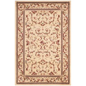 Lyndhurst Ivory 4 ft. x 6 ft. Floral Border Area Rug