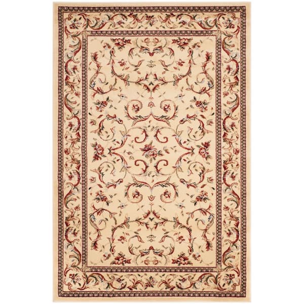 SAFAVIEH Lyndhurst Ivory 4 ft. x 6 ft. Floral Border Area Rug