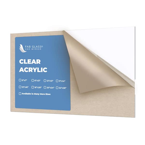 Fab Glass and Mirror Plexiglass 16 in. x 20 in. Clear Rectangular Acrylic Sheet 1/8 in. Thick Flat Edge Rust Scratch Resistant (Pack of 2)