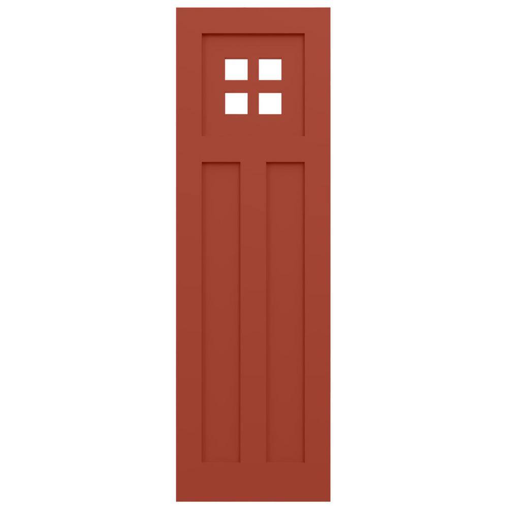 Colorful Red PVC Raised Panel Decorative Shutters, 12" x 26"