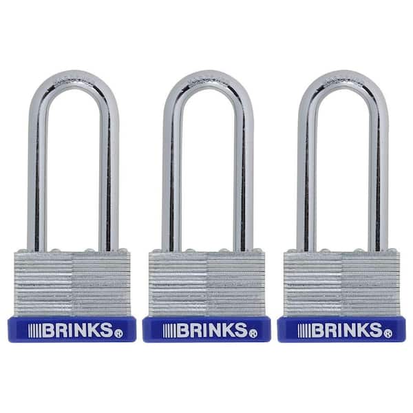 Brinks 1-13/16 in. (45 mm) Laminated Steel Padlock with 2-3/8 in. Shackle (3-Pack)