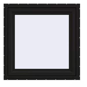 36 in. x 36 in. V-4500 Series Black FiniShield Vinyl Right-Handed Casement Window with Fiberglass Mesh Screen