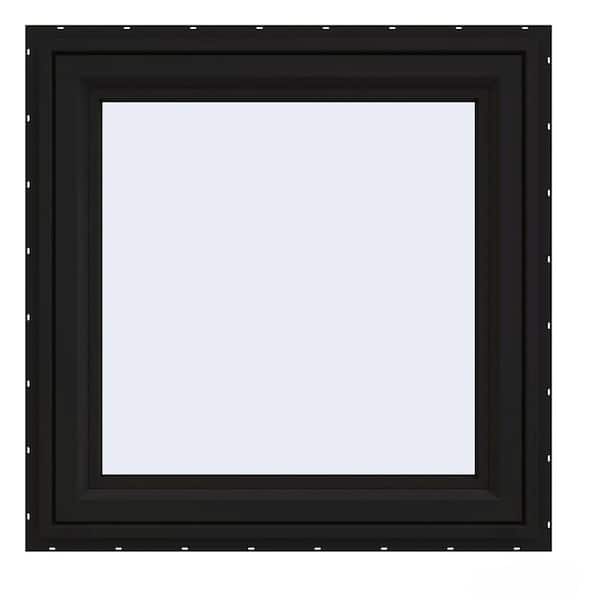 JELD-WEN 36 in. x 36 in. V-4500 Series Black FiniShield Vinyl Right-Handed Casement Window with Fiberglass Mesh Screen