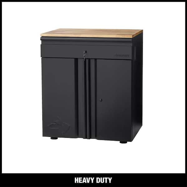 Husky Heavy Duty Welded 20-Gauge Steel 1-Drawer 2-Door Garage Base Cabinet in Black (28 in. W x 32 in. H x 21.5 in. D)