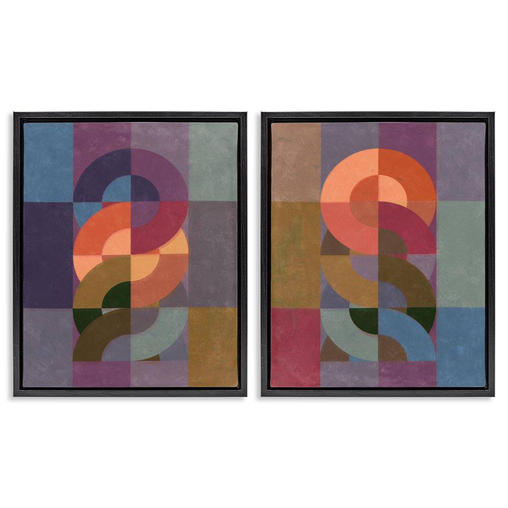 Linked Circles Patterns by Victoria Barnes 2 Pieces Black Floater Frame Abstract Graphic Art Print 31 in. x 25 in.