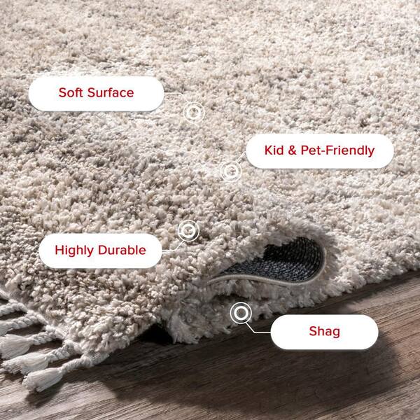 StyleWell Contemporary Brooke Ivory 7 ft. x 9 ft. Shag Area Rug