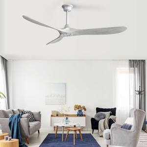 60 in. Silver Indoor/Outdoor Wood Ceiling Fan with Remote Control and Reversible Motor