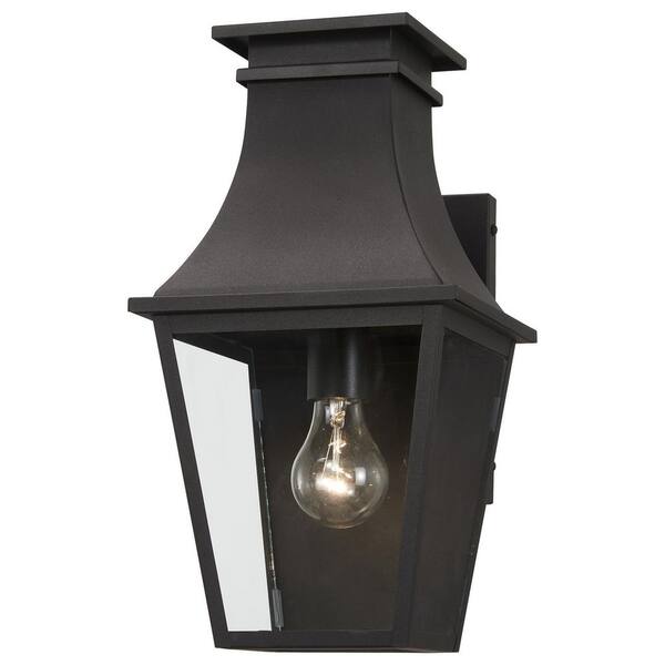 Minka Lavery Gloucester Black Outdoor Hardwired Wall Lantern Sconce with No Bulbs Included