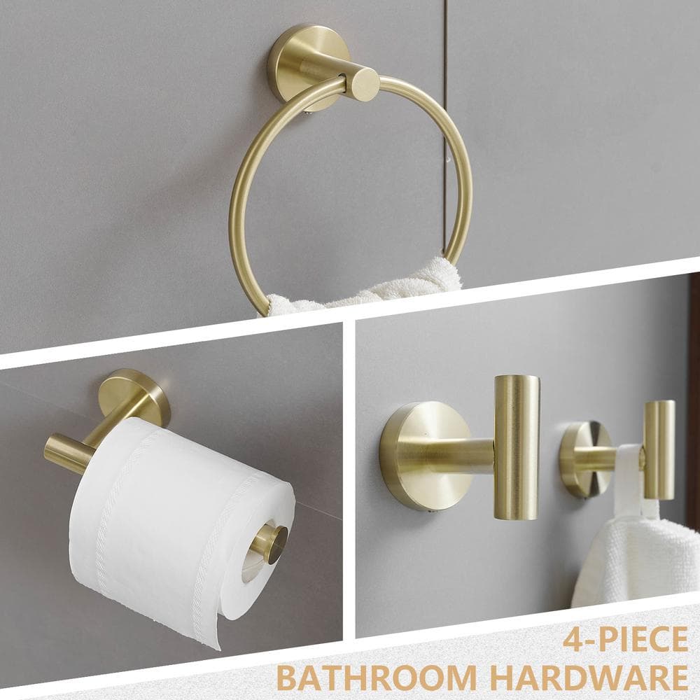 Brushed Gold Stainless Steel 4-Piece Bathroom Hardware Set