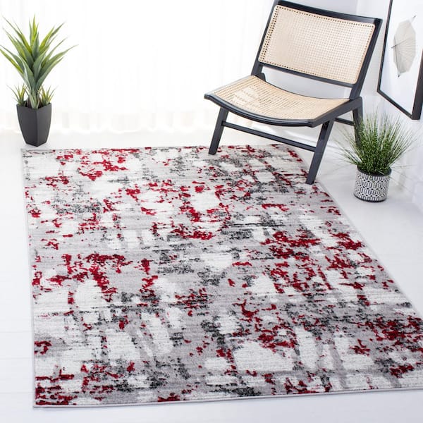 Skyler 5 ft. x 8 ft. Gray/Red Abstract Area Rug