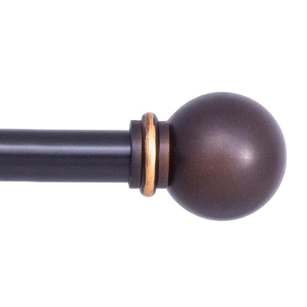Kenney Chelsea 28 in. - 48 in. Adjustable Single Curtain Rod 5/8 in. Diameter in Oil Rubbed Bronze with Ball Finials