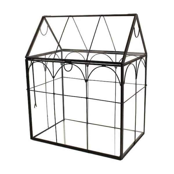 Unbranded 7 in. x 9 in. Black Metal and Glass Terrarium