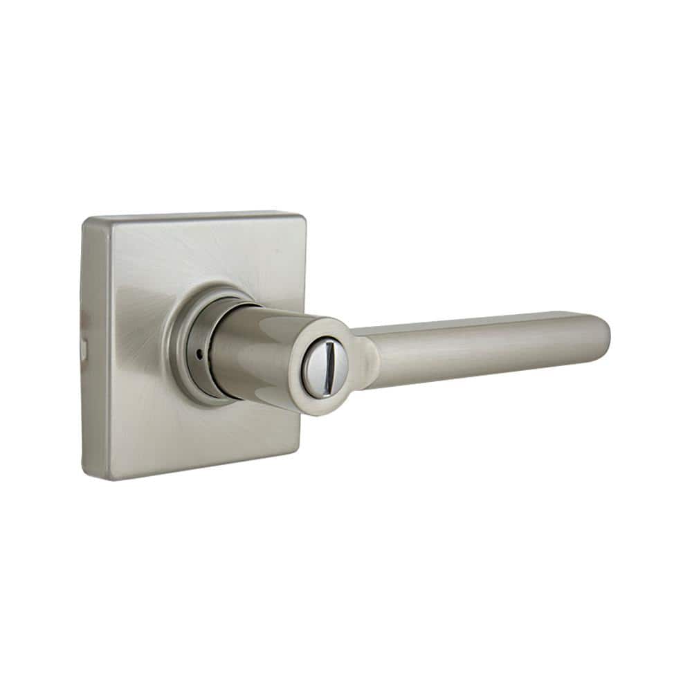 Tonebridge Satin Nickel Bed/Bath Door Lever with Square Rose