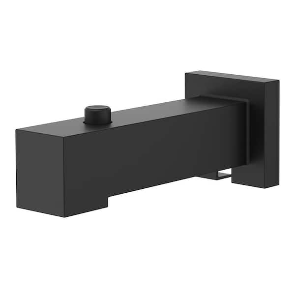 Dumont Tub Spout with Push Button Diverter in Spot Defense Matte Black