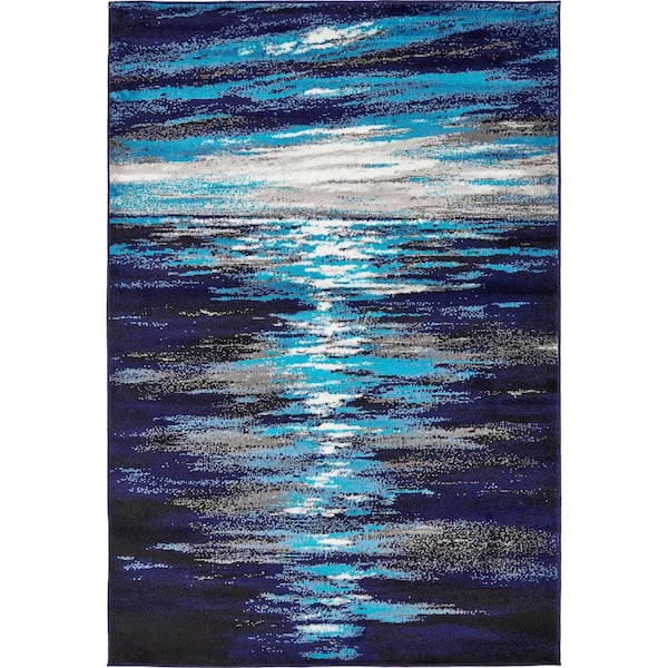 Unique Loom Metro Lakeview Navy Blue 4' 0 x 6' 0 Area Rug