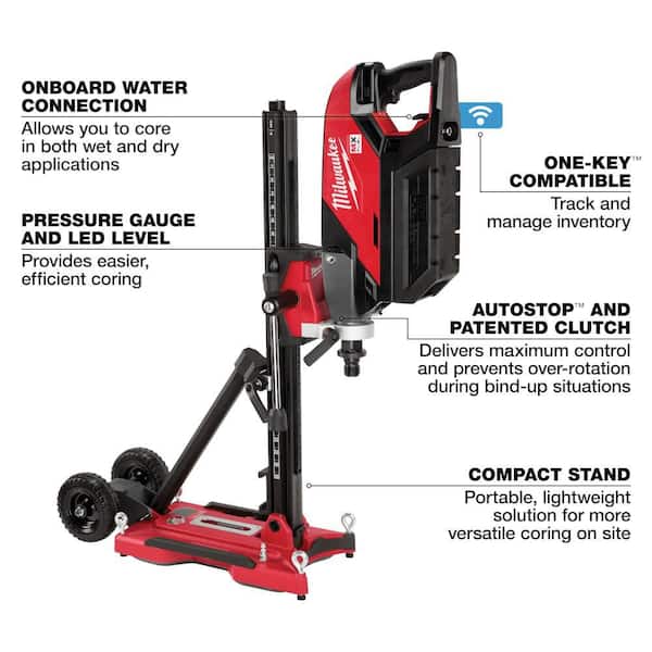 Milwaukee MX FUEL Lithium-Ion Cordless Handheld Core Drill Kit with Stand, 2 Batteries and Charger
