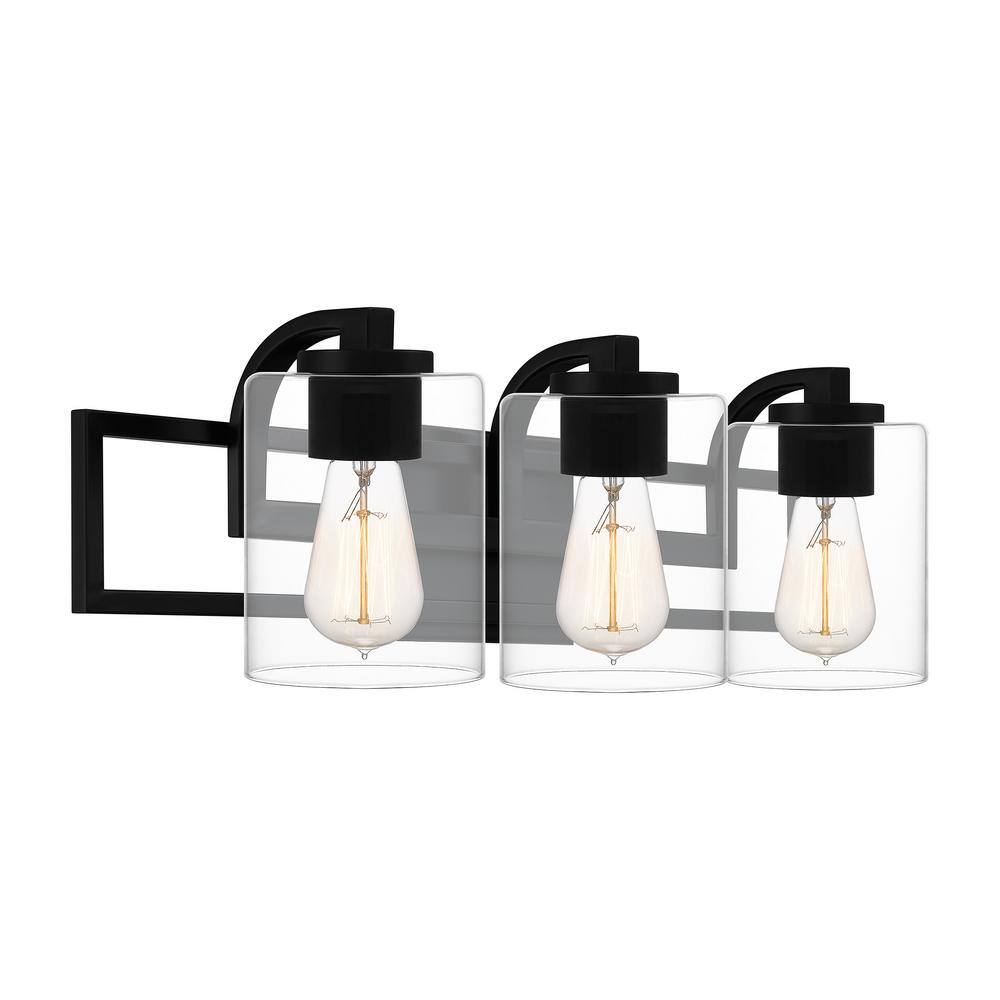 Lansdowne 24" Matte Black Steel 3-Light Vanity Fixture