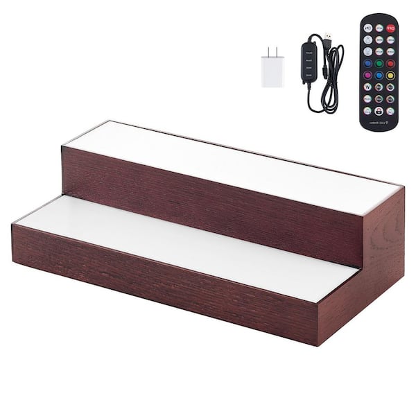 LED Lighted Liquor Bottle Display, 4.5 in. H x 7.9 in. W 8-Bottles Multi-Colored Acrylic Lighted Shelf, Supports USB