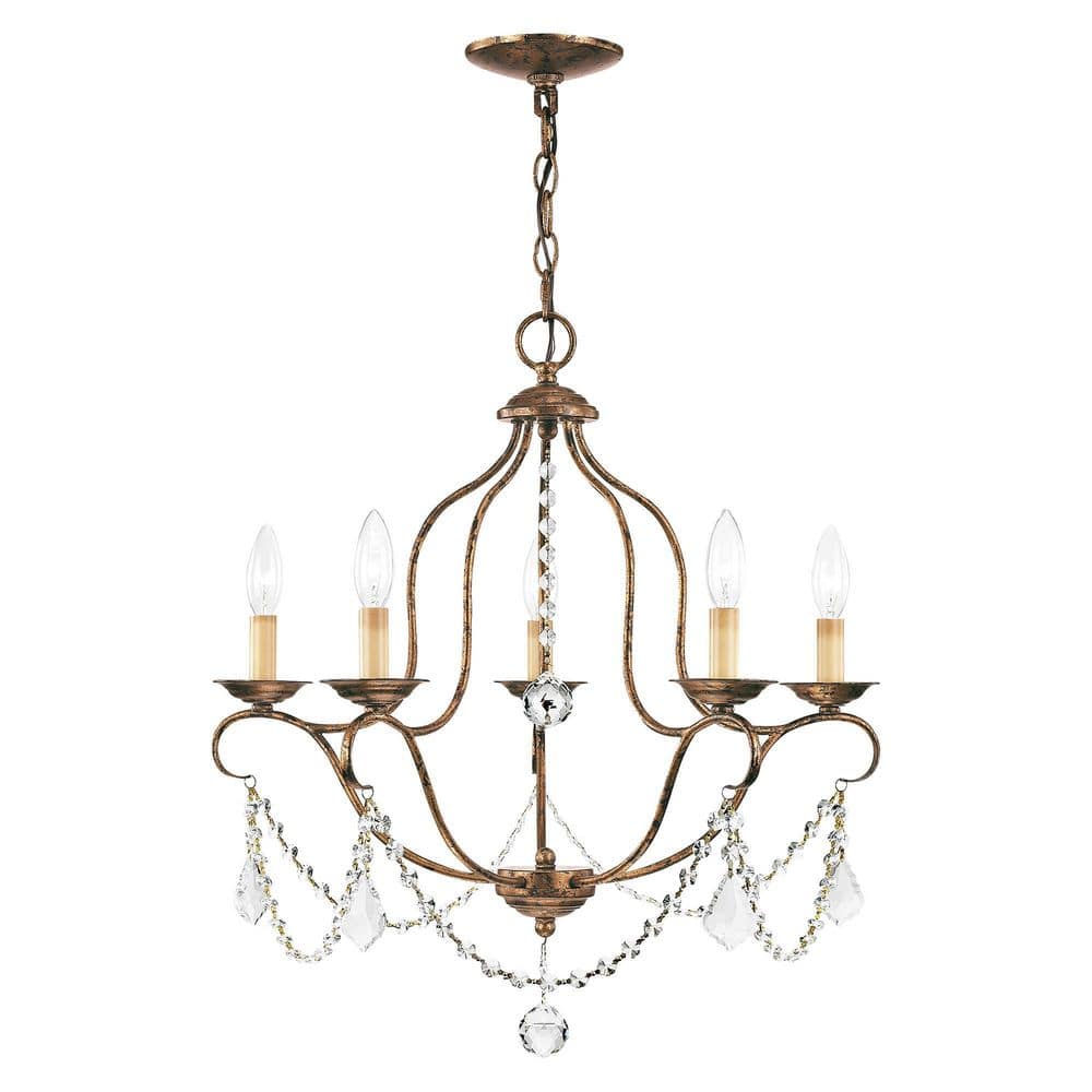 Venetian Golden Bronze Mini Crystal 5-Light Chandelier