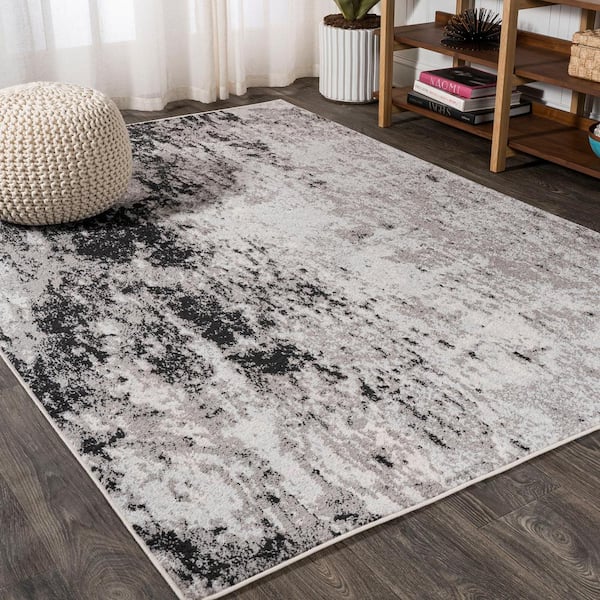 Storm Modern Abstract Gray/Cream 4 ft. x 6 ft. Area Rug