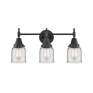 Caden 23 in. 3-Light Matte Black Vanity Light with Clear Glass Shade