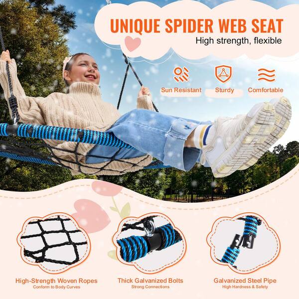 SVOPES Spider Web Saucer Swing 40 in. Round Swing for Kids
